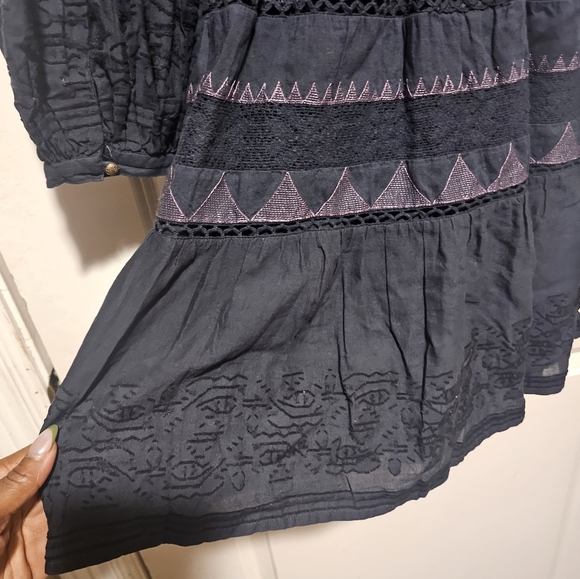 Anthropologie Navy and Lavender Long Sleeve Dress - Picture 4 of 5